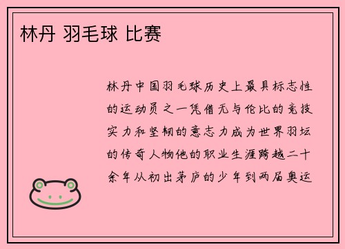 林丹 羽毛球 比赛